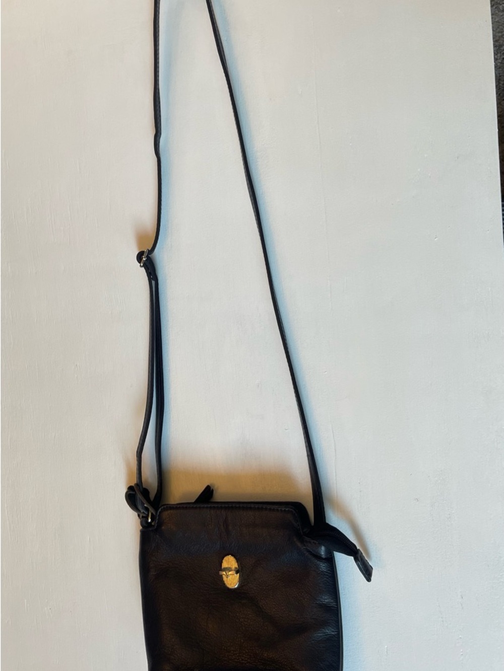 Valentina Black Leather Crossbody with Gold Turn-Lock